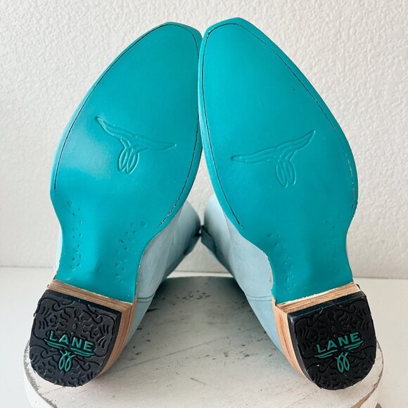 Lane EMMA JANE Womens Cowboy Boots 7 Western Light Blue Cowgirl Mid Calf Tall - Picture 10 of 13